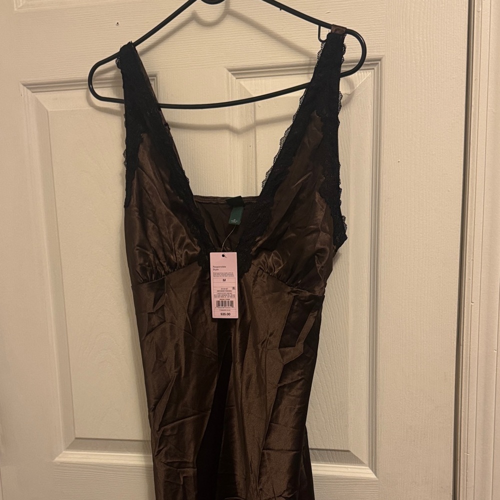 Target Brown Chemise with Black Lace